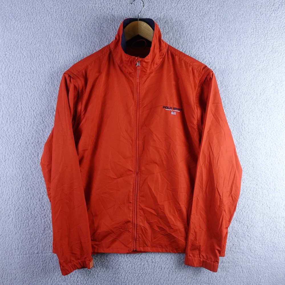 Polo Sport Ralph Lauren Mens Red Vintage Windbreaker Jacket Full Zip Medium
